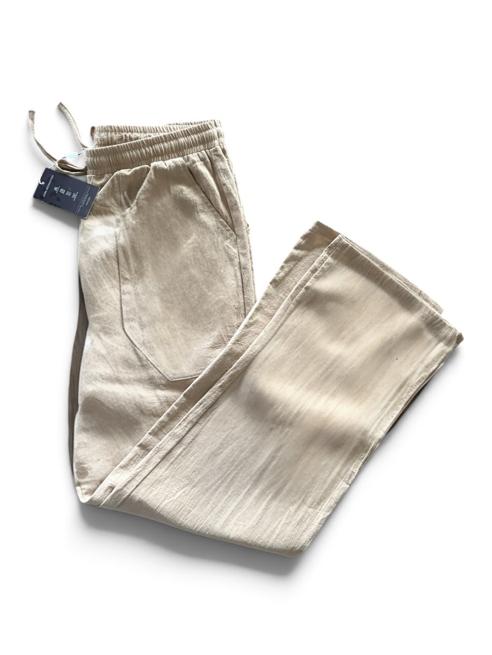 Men's Beige Drawstring Joggers with Elastic Waist